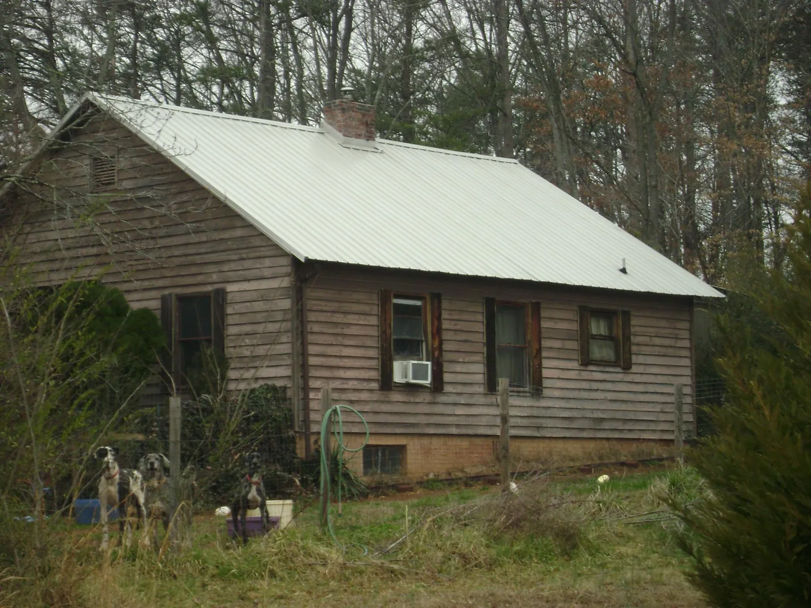 White metal roof on an old wood sided farmhouse, from a Asphalt Shingle Roof Repair job in Disputanta
